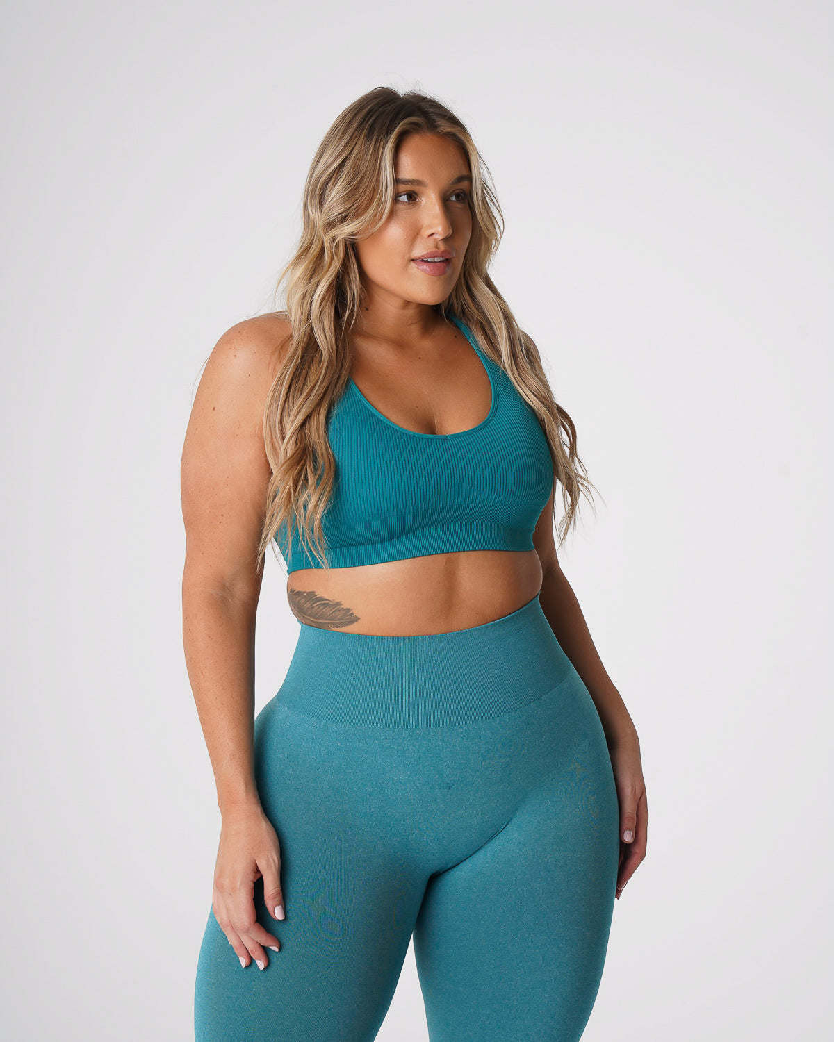 Teal Galaxy Ribbed Seamless Bra