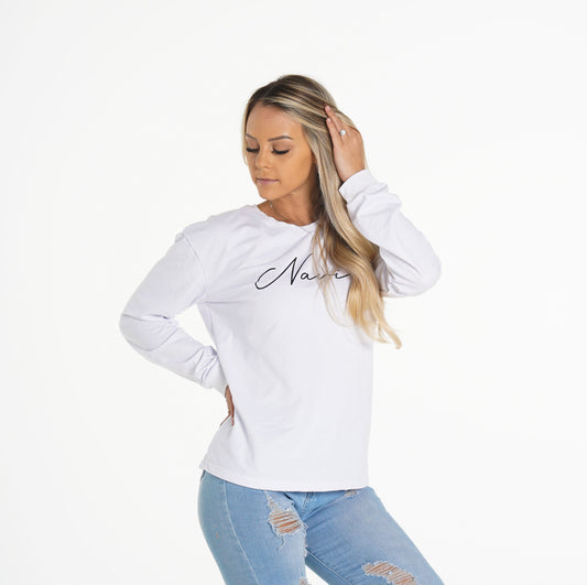 White Navi Crew Neck