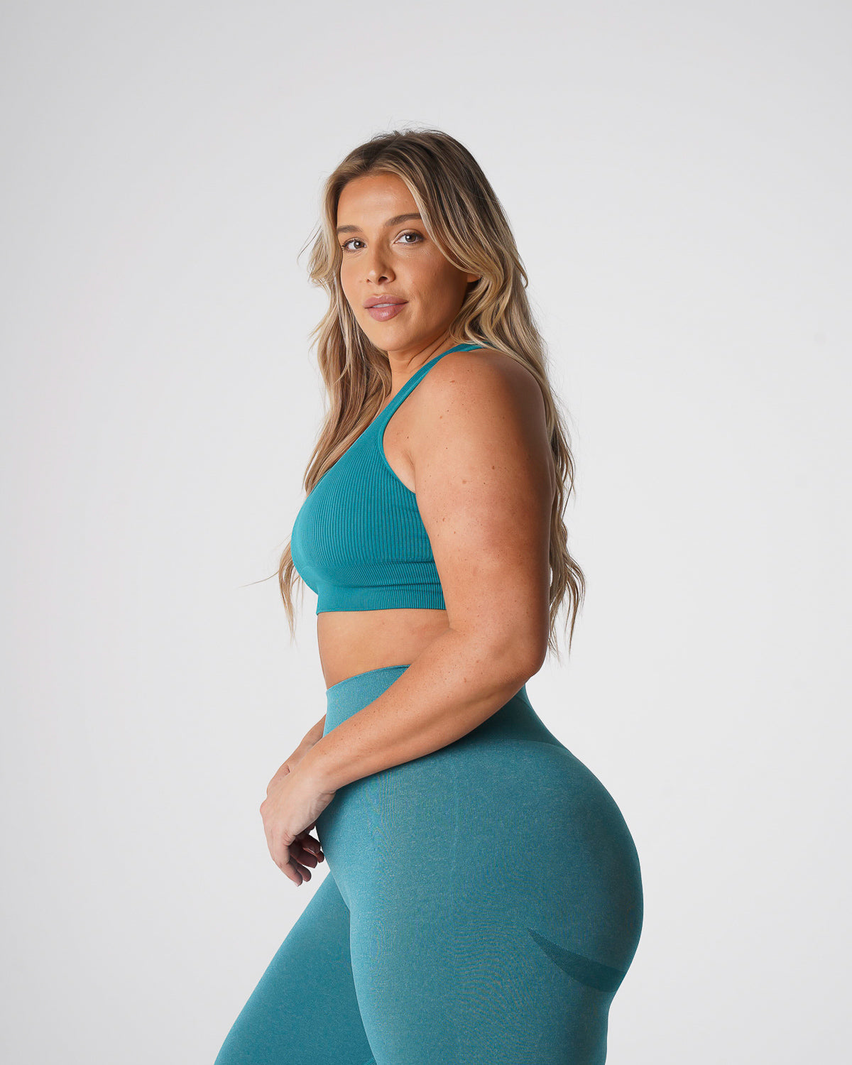 Teal Galaxy Ribbed Seamless Bra