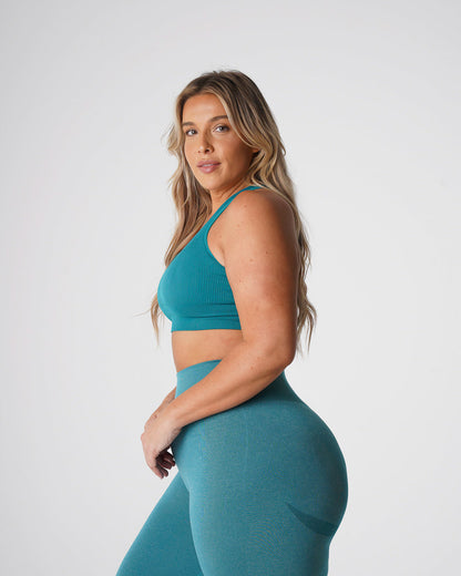 Teal Galaxy Ribbed Seamless Bra