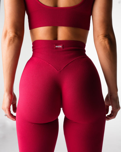 Ruby Red Harmony Ribbed Seamless Flare Leggings