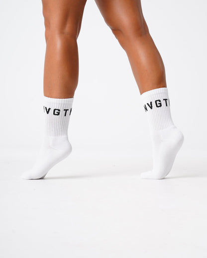 White NVGTN Crew Socks