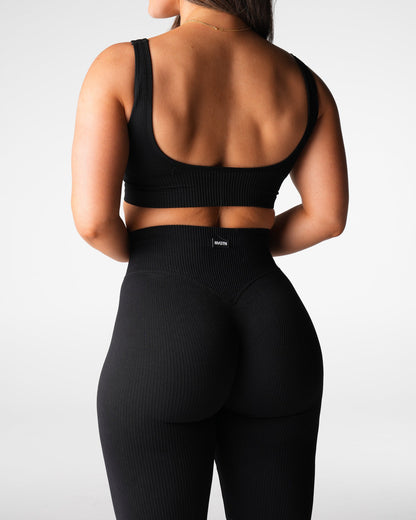 Black Harmony Ribbed Seamless Flare Leggings