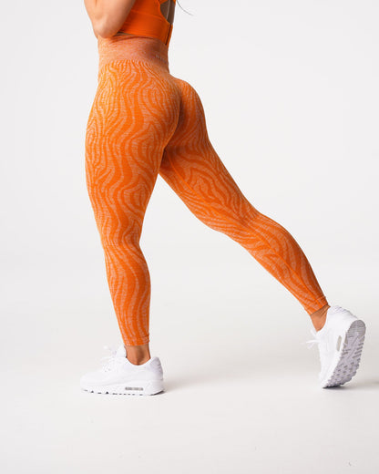 Burnt Orange Zebra Seamless Leggings