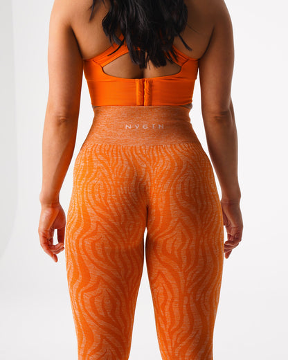 Burnt Orange Zebra Seamless Leggings
