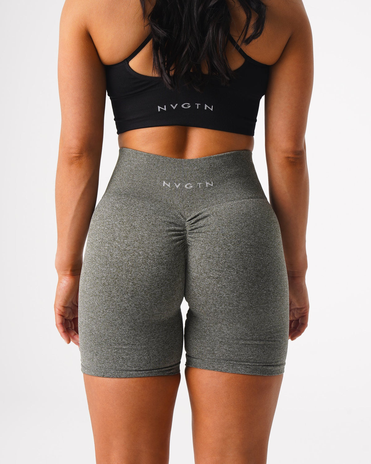 Khaki Green Scrunch Seamless Shorts