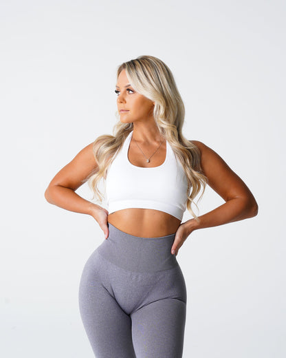 White Limitless Ribbed Seamless Halter Bra