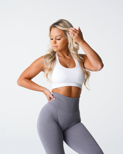 White Limitless Ribbed Seamless Halter Bra