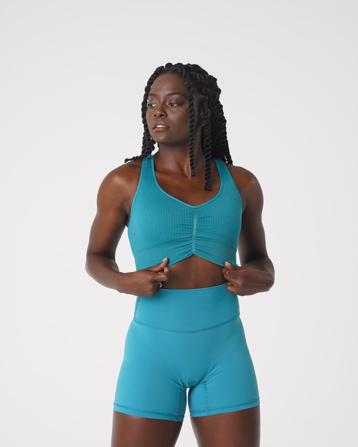 Teal Cinched Seamless Bra