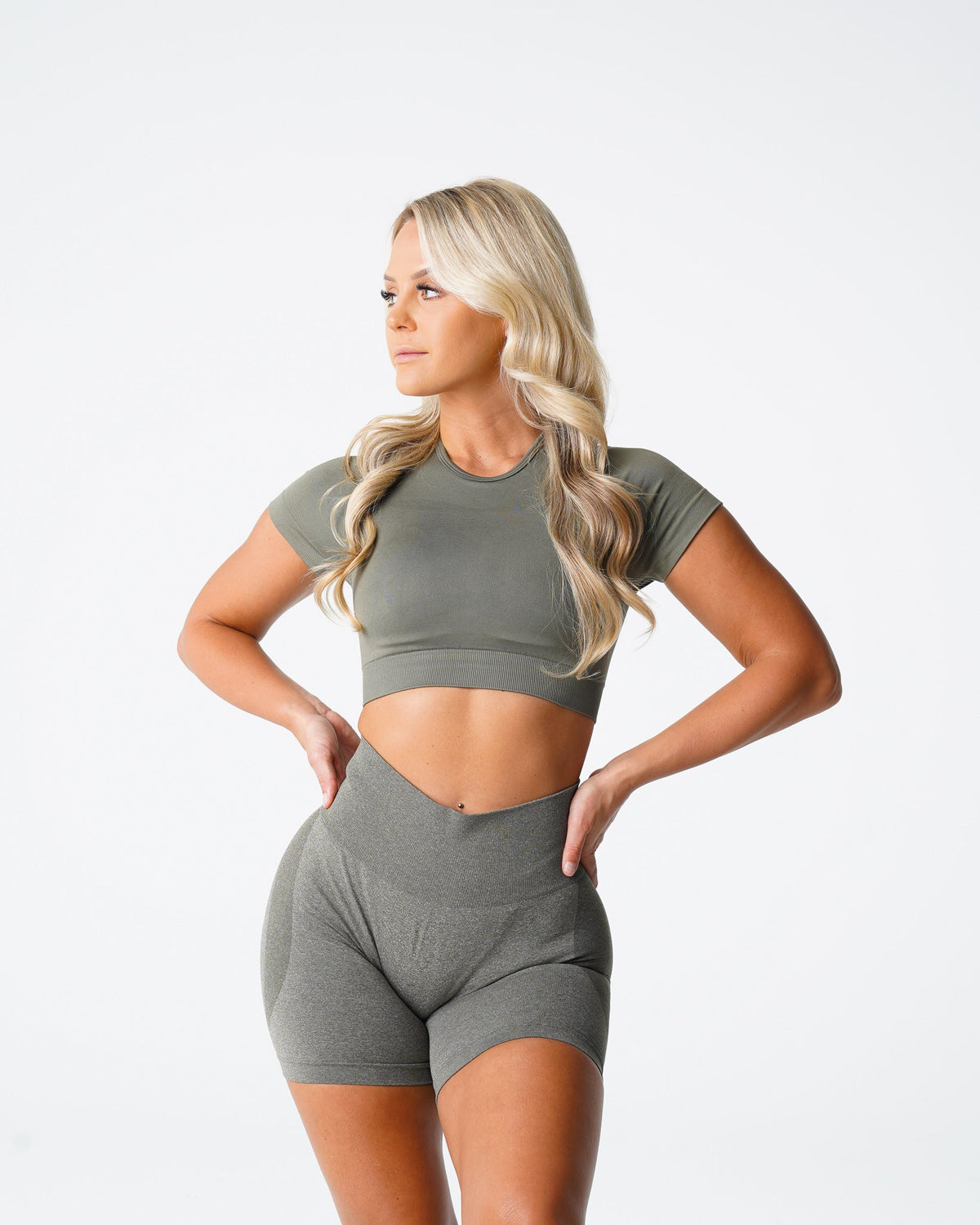 Khaki Green Vortex Seamless Bra Top