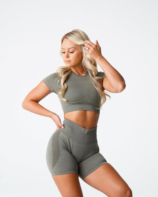 Khaki Green Vortex Seamless Bra Top