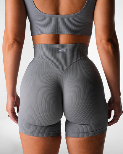 Grey Harmony Ribbed Seamless Shorts