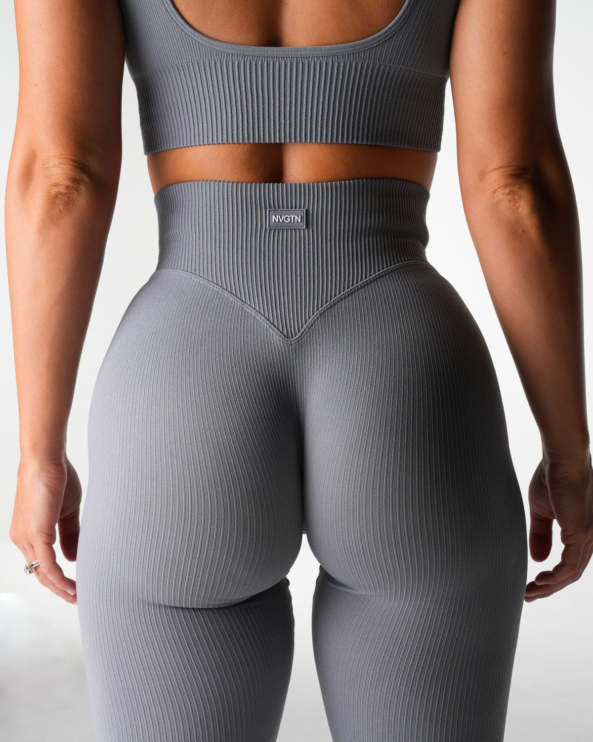 Grey Harmony Ribbed Seamless Flare Leggings