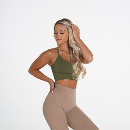 Khaki Green Flourish Seamless Bra
