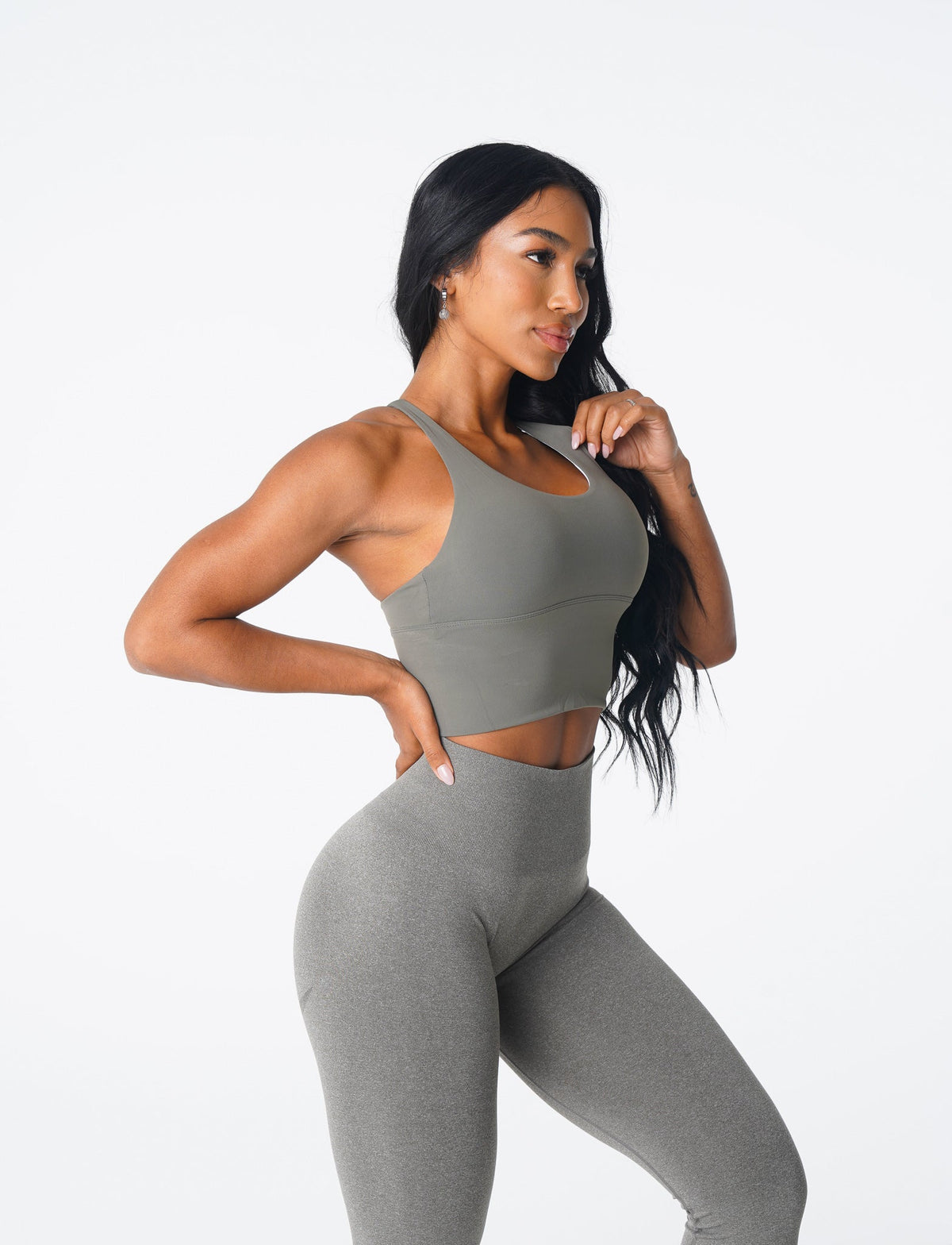 Khaki Green Matrix Bra Top