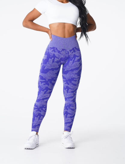 Electric Blue Camo Seamless Leggings