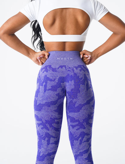 Electric Blue Camo Seamless Leggings