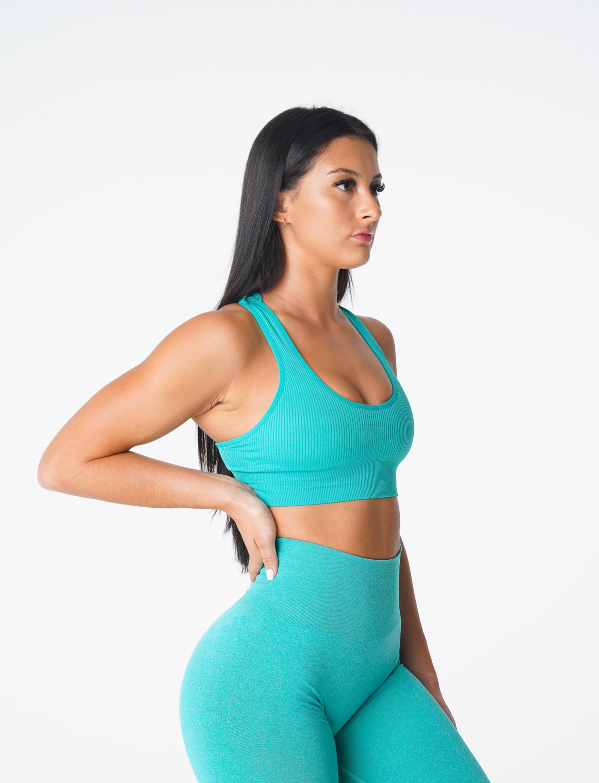 Turquoise Galaxy Ribbed Seamless Bra