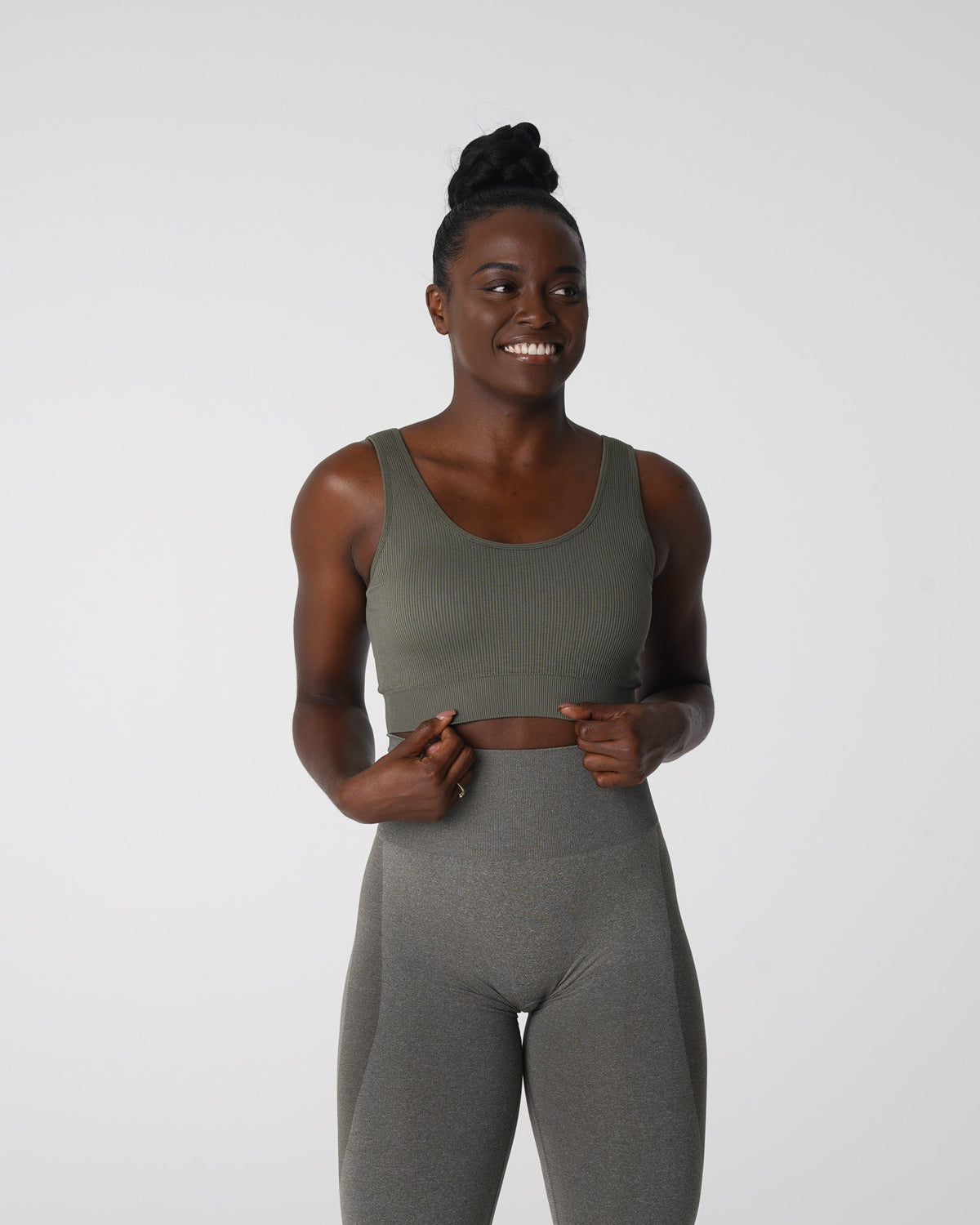 Khaki Green Desire Ribbed Seamless Bra