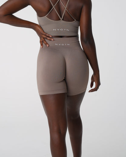 Taupe Solid Seamless Shorts