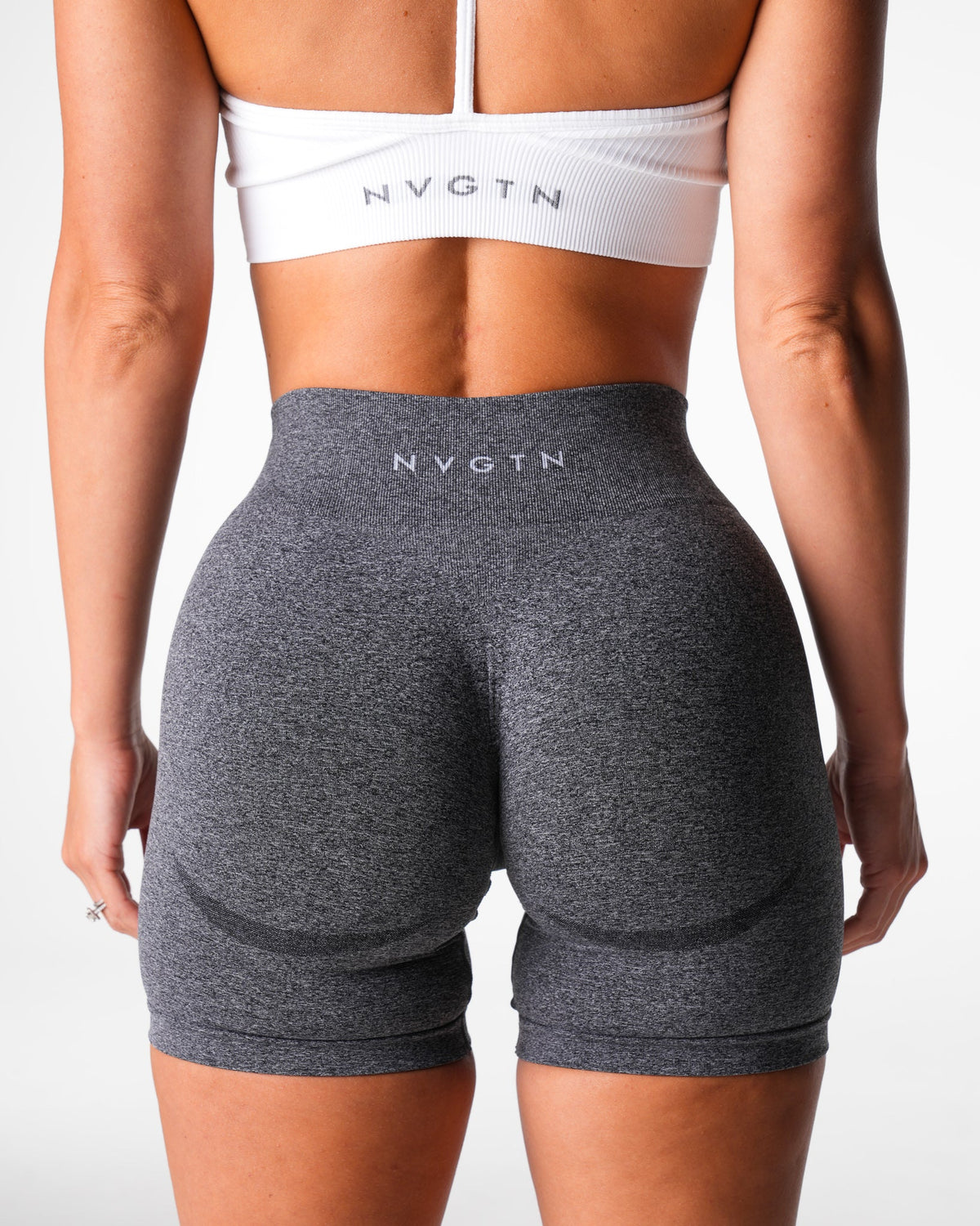 Black Speckled Mid Rise Contour Seamless Shorts