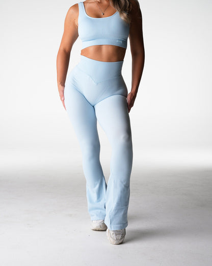 Seaside Harmony Ribbed Seamless Flare Leggings
