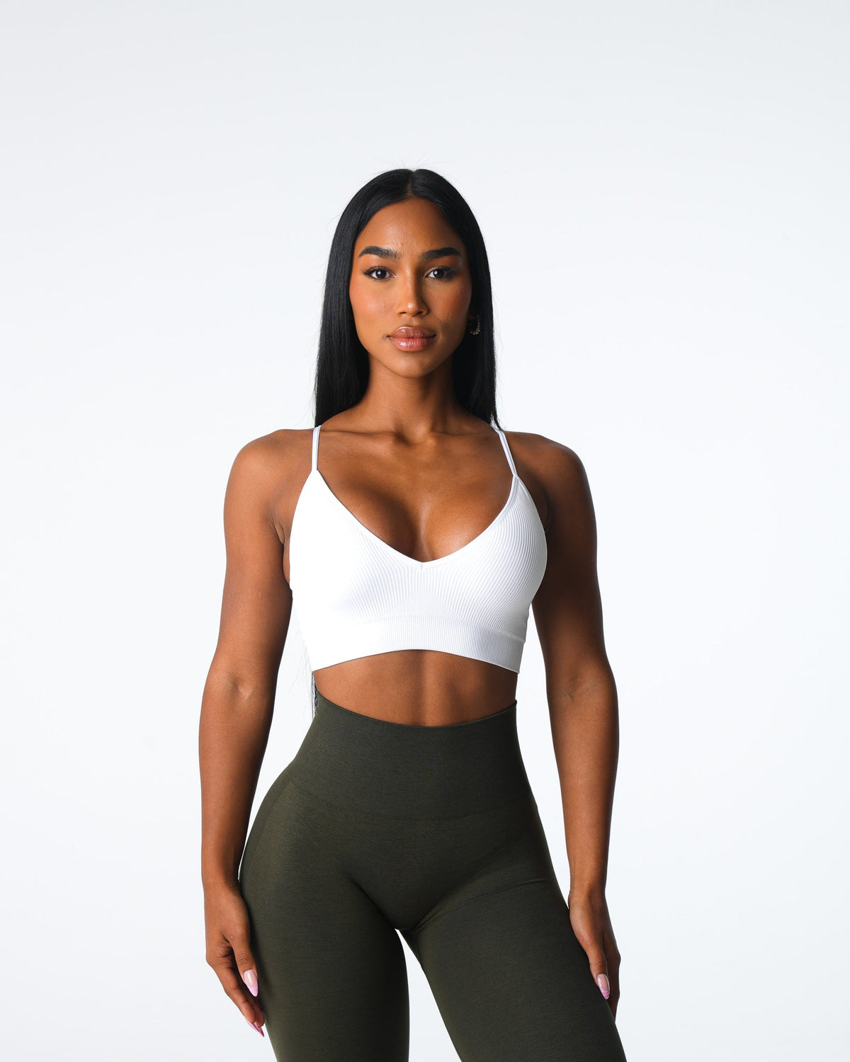 White Glimpse Ribbed Seamless Bra