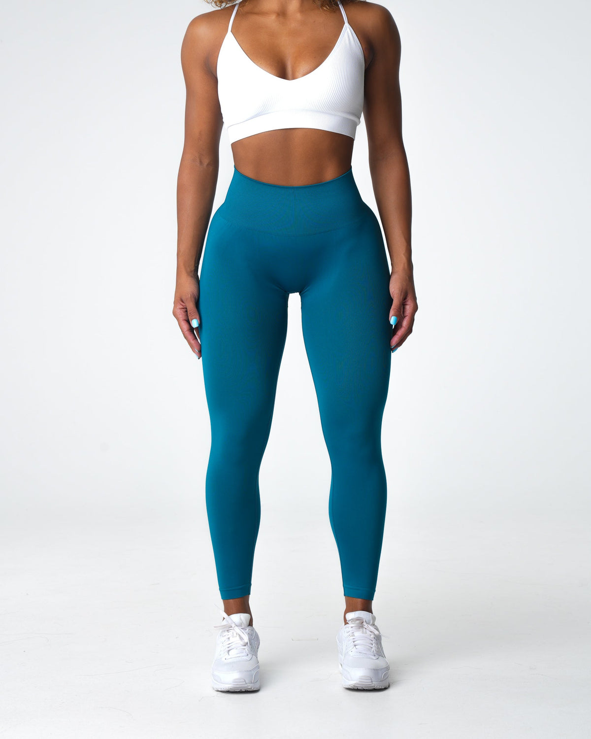 French Blue Solid Seamless Leggings