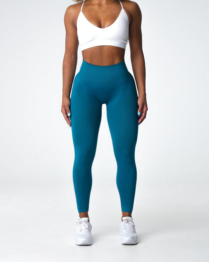 French Blue Solid Seamless Leggings