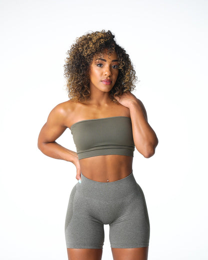 Khaki Green Conquer Ribbed Seamless Bra