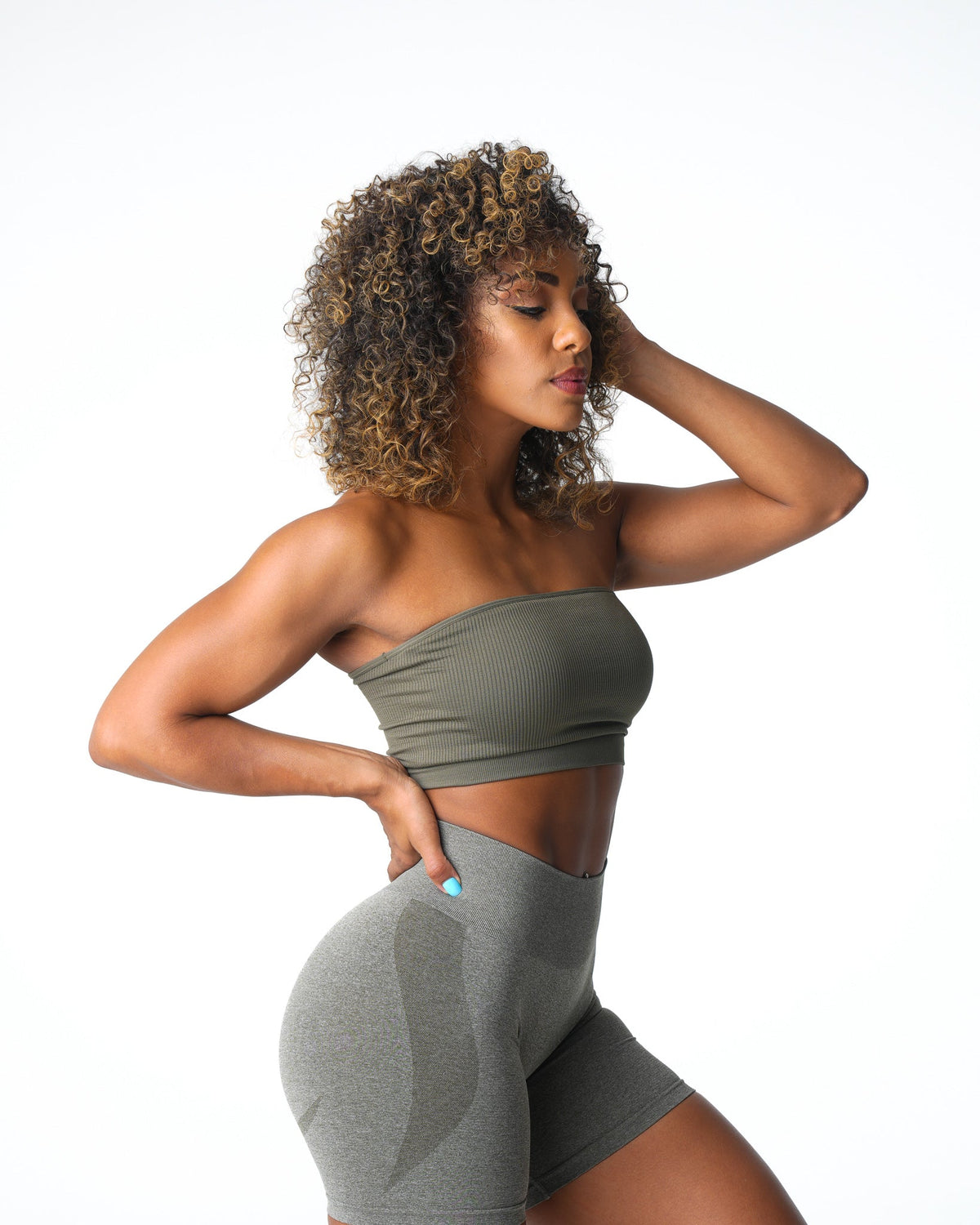 Khaki Green Conquer Ribbed Seamless Bra