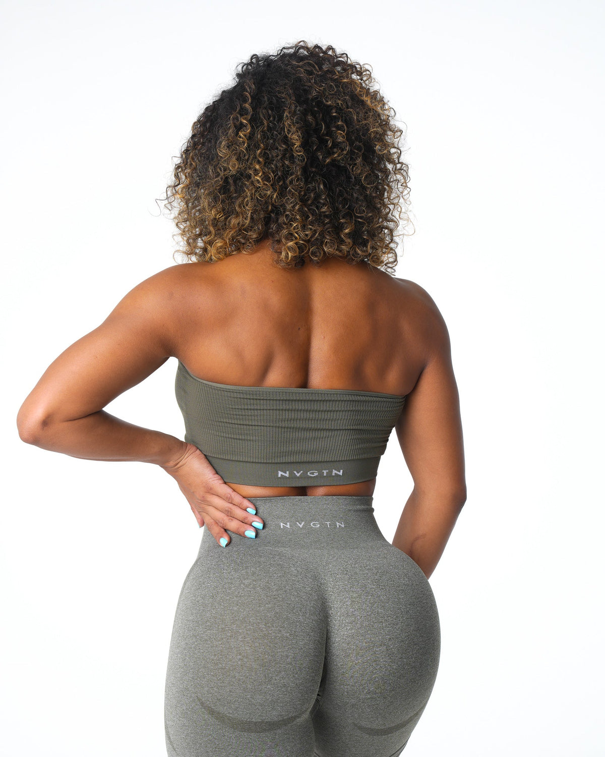 Khaki Green Conquer Ribbed Seamless Bra